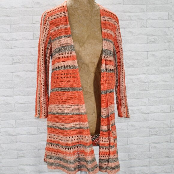 STYLE & CO Cardigan Sweater Open Front Knit Orange Marled Fall Orange Medium - Picture 1 of 12
